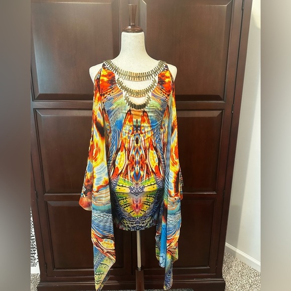 Roberto Cavalli Blue and Orange Graphic Dress - Picture 1 of 9